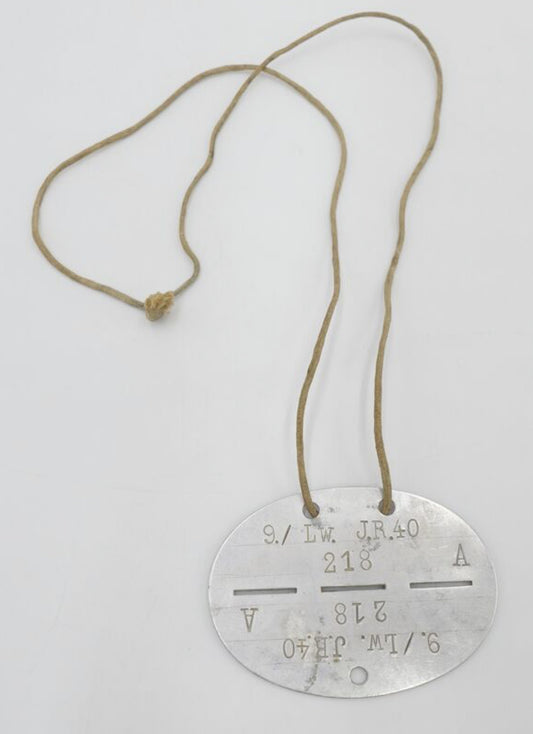 Erkennungsmarke 2. WK Luftwaffe 9./LW J.R.40 218 A - Antikhandel-Stuttgart