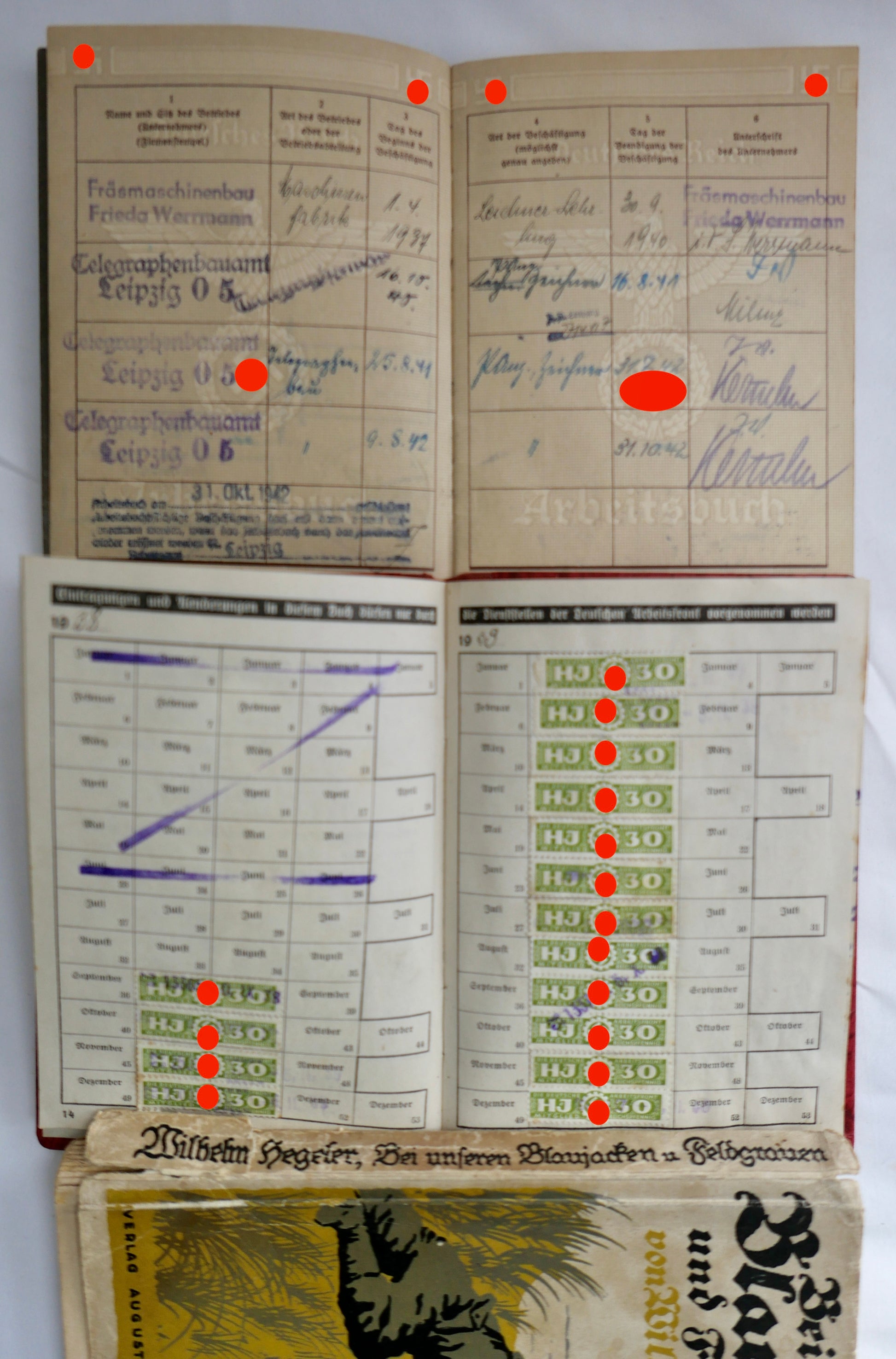 Posten Dokumente Ausweise 3. Reich Hj Arbeiterfront Entlausungsschein Einberufungsbefehl Reichsluftschutzbund Dienstkarte HJ Arbeitsbuch - Antikhandel-Stuttgart