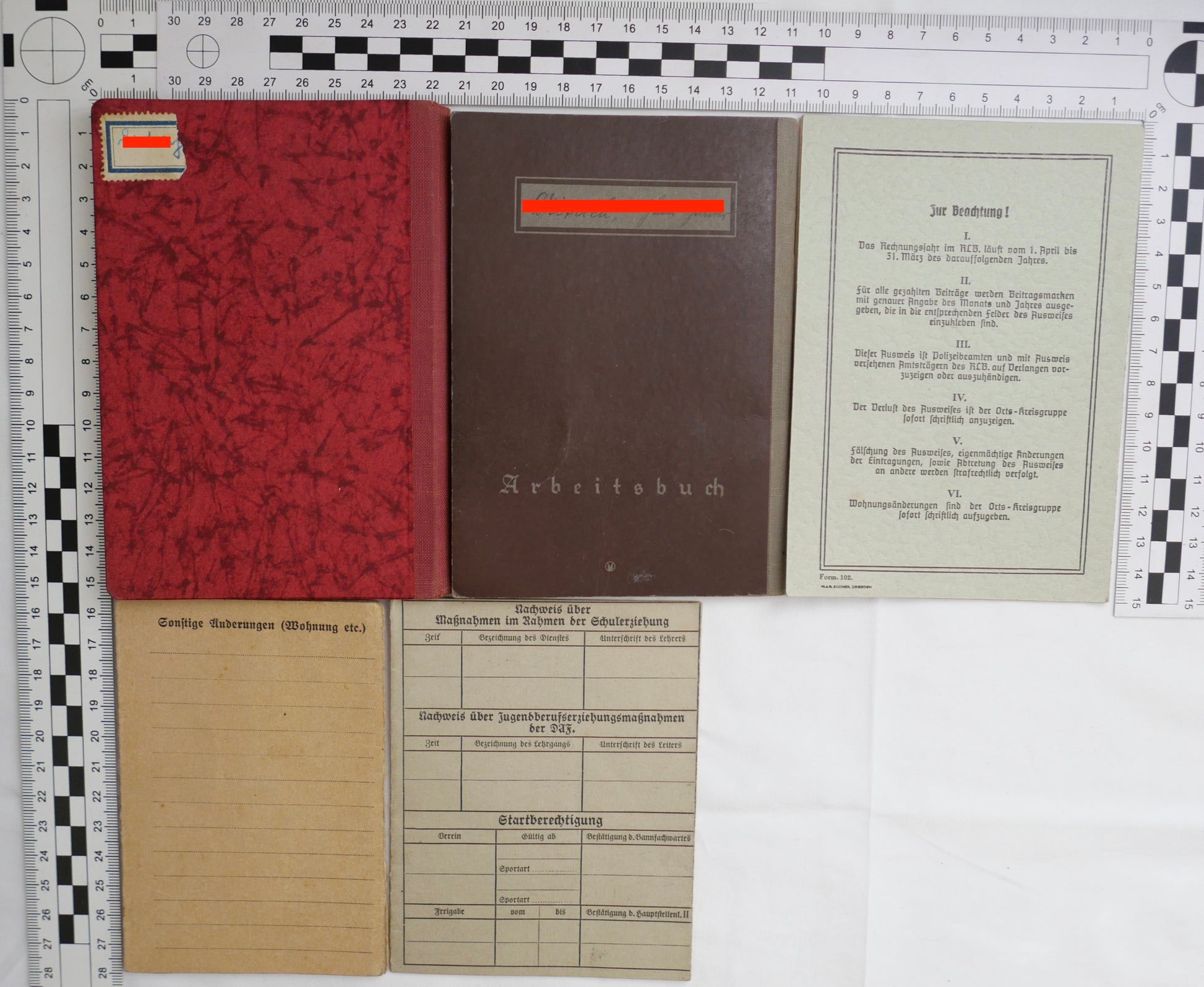 Posten Dokumente Ausweise 3. Reich Hj Arbeiterfront Entlausungsschein Einberufungsbefehl Reichsluftschutzbund Dienstkarte HJ Arbeitsbuch - Antikhandel-Stuttgart