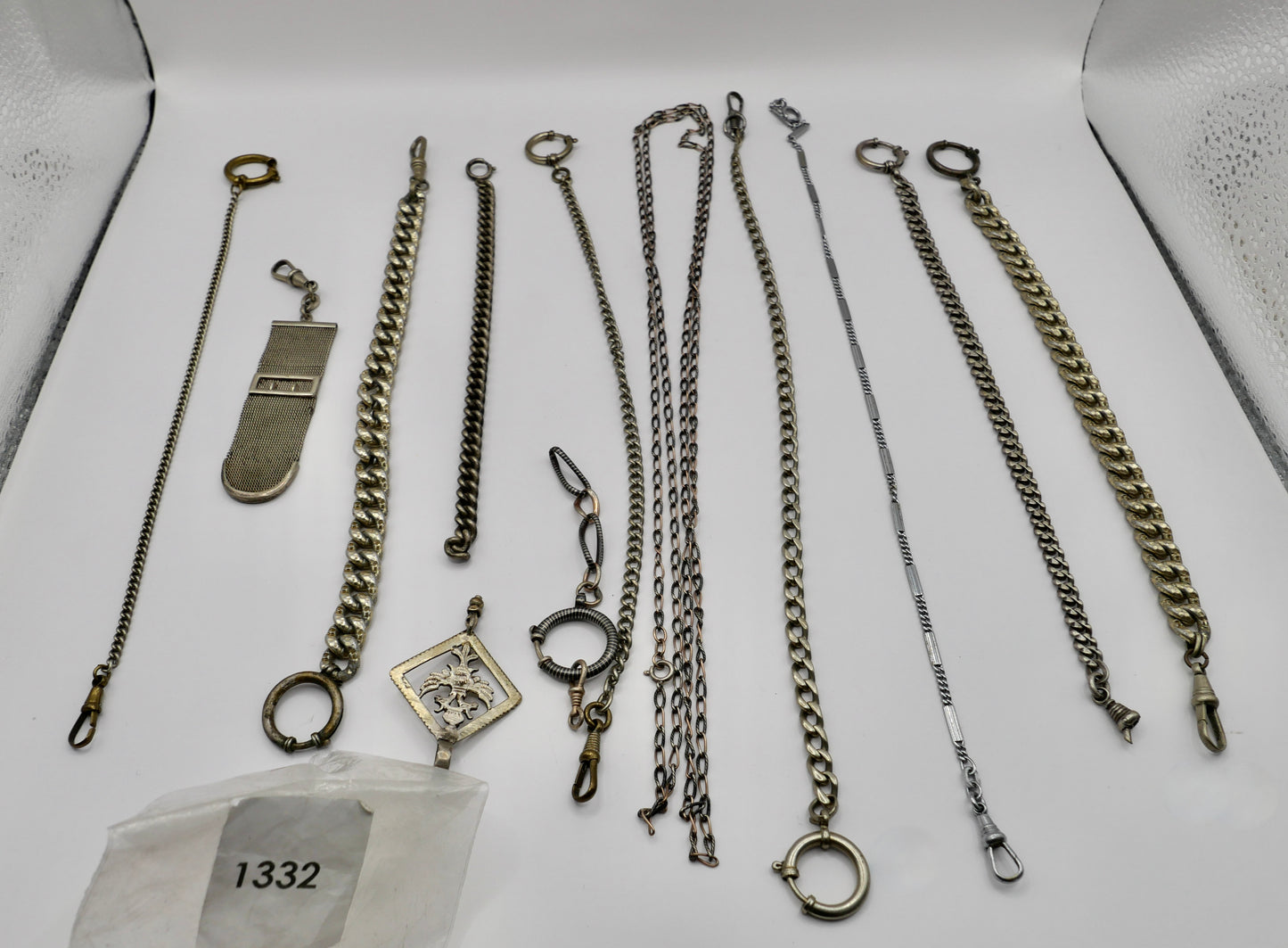 10 Antike Taschenuhr Kette watch Chain Silber versilbert Metall L&F Doppeladler
