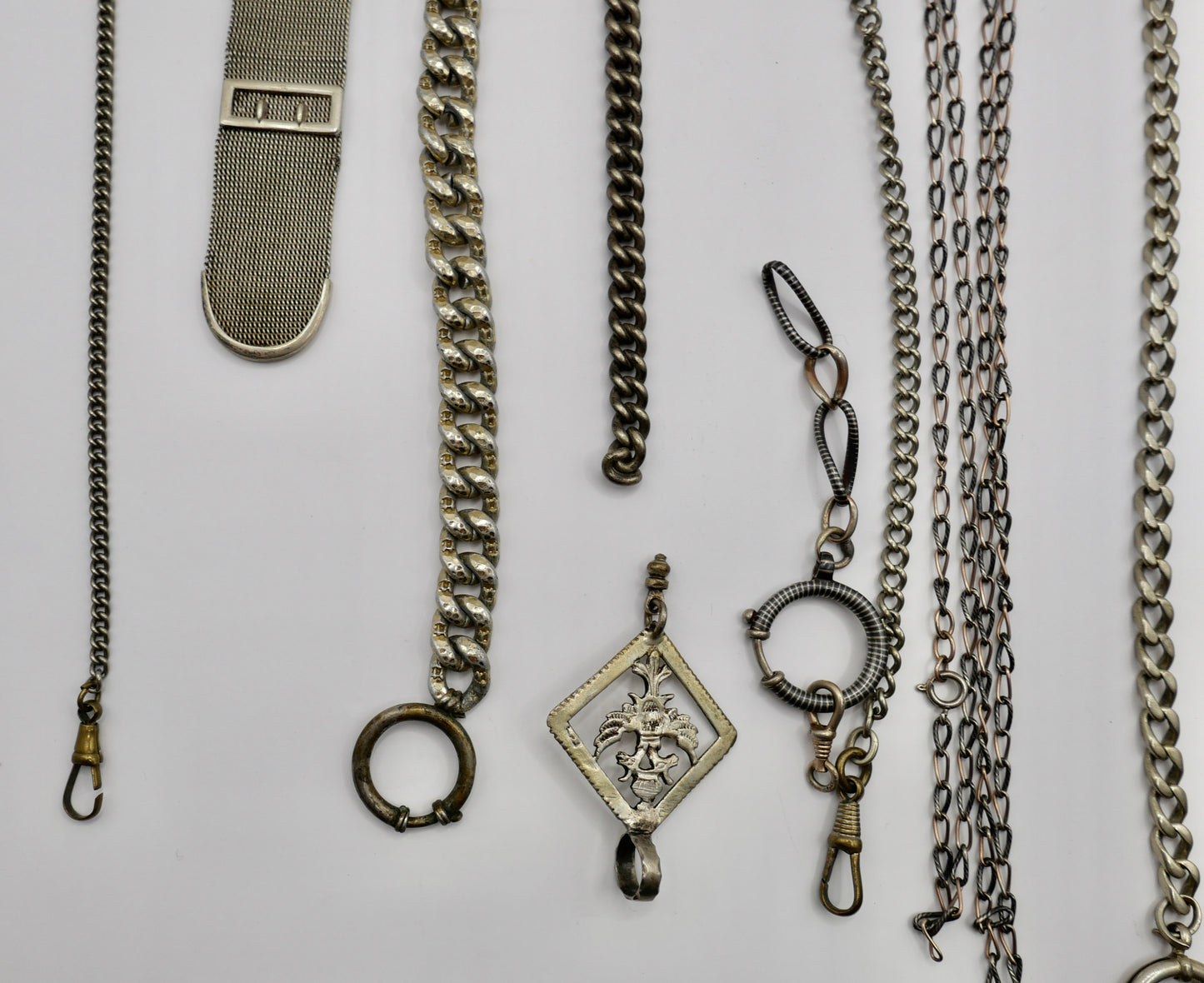 10 Antike Taschenuhr Kette watch Chain Silber versilbert Metall L&F Doppeladler