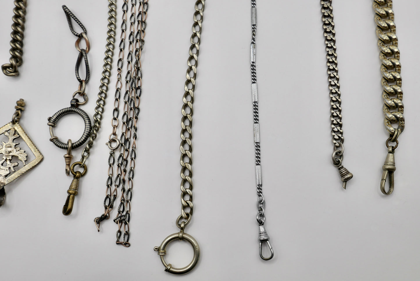 10 Antike Taschenuhr Kette watch Chain Silber versilbert Metall L&F Doppeladler