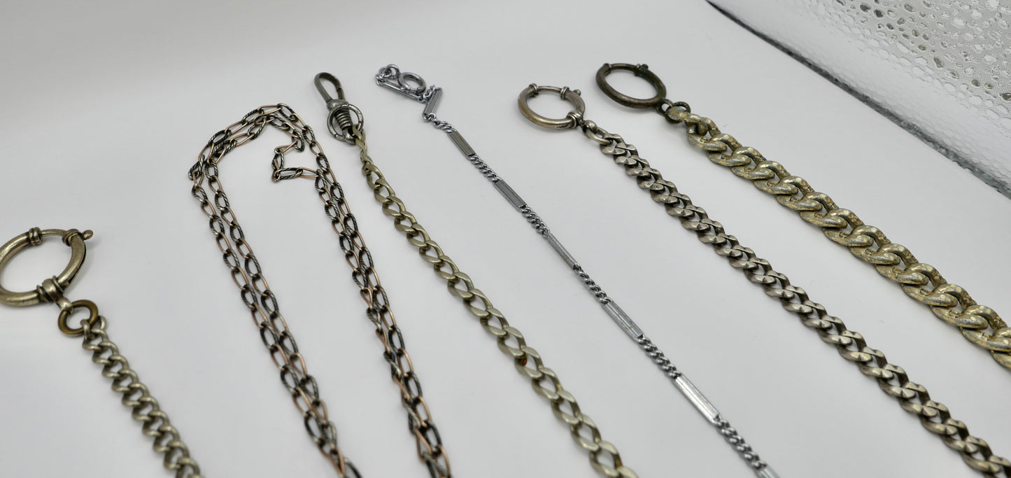 10 Antike Taschenuhr Kette watch Chain Silber versilbert Metall L&F Doppeladler