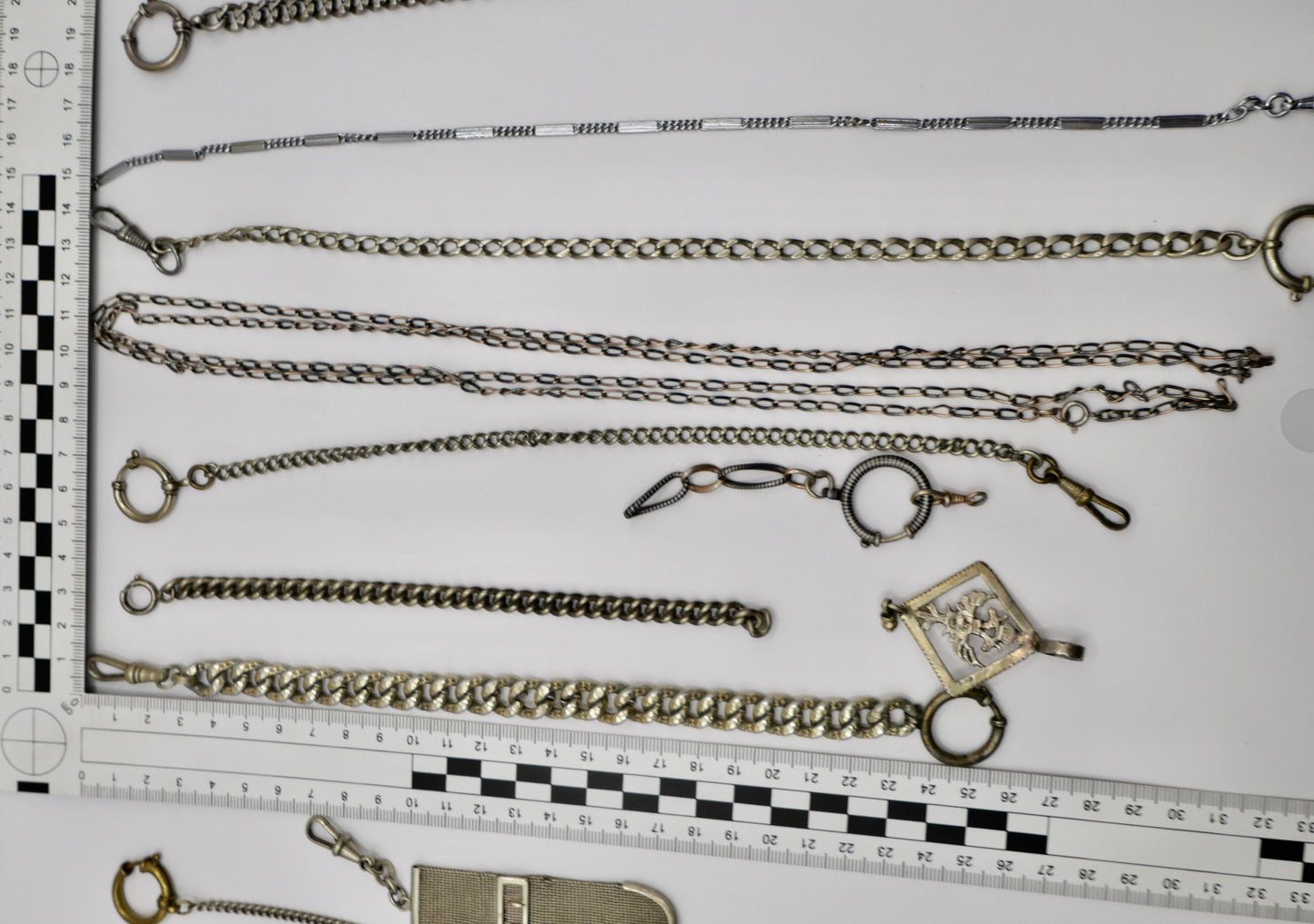 10 Antike Taschenuhr Kette watch Chain Silber versilbert Metall L&F Doppeladler