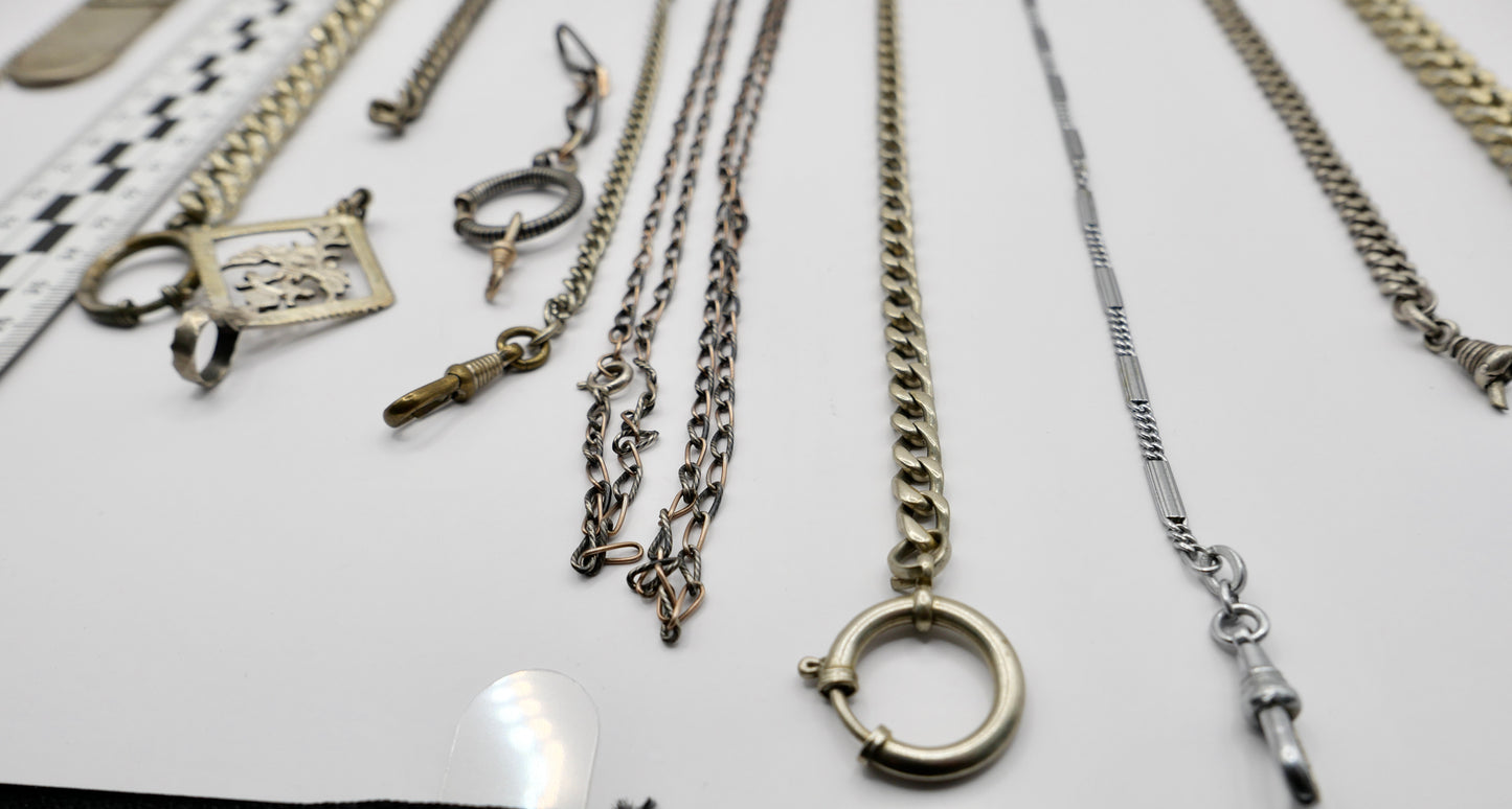 10 Antike Taschenuhr Kette watch Chain Silber versilbert Metall L&F Doppeladler