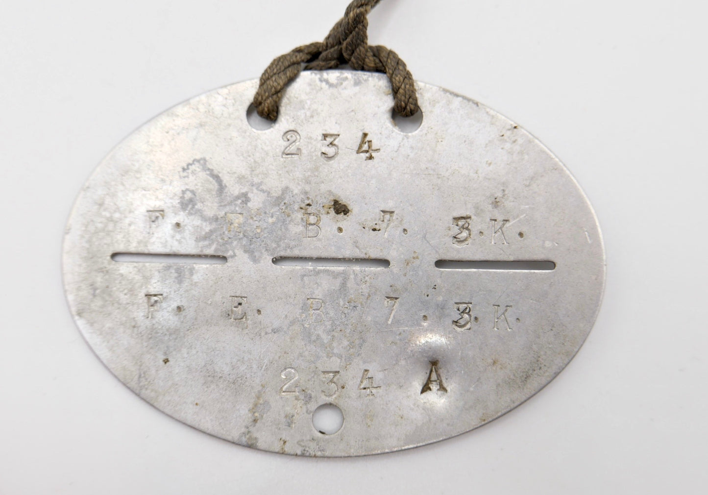Erkennungsmarke Wehrmacht Heer 2. Weltkrieg / WK II 234 F. E. B. 7 3K A