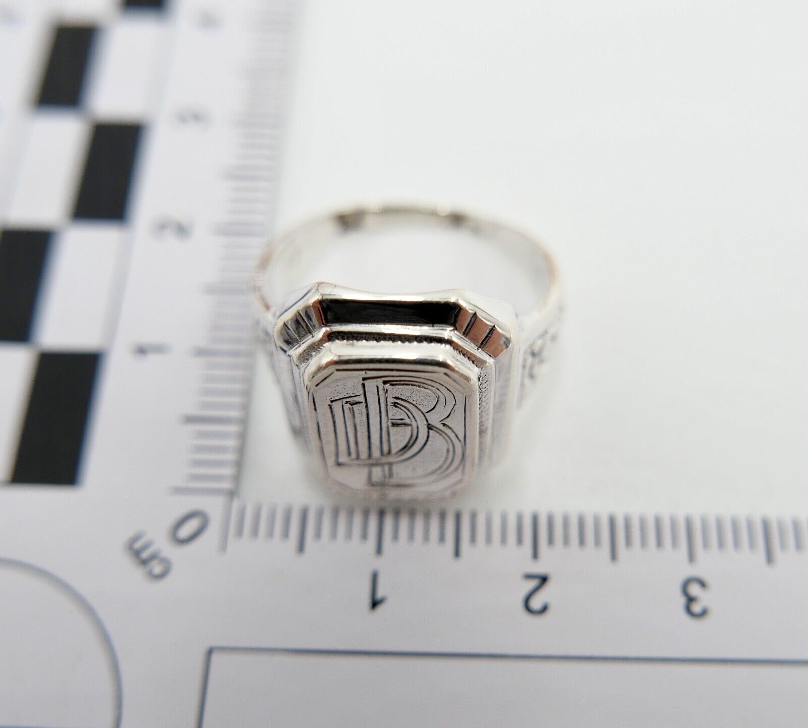 Jugendstil Siegelring Monogramm DB BD Herrenring Ring 830 Silber Gr. 58