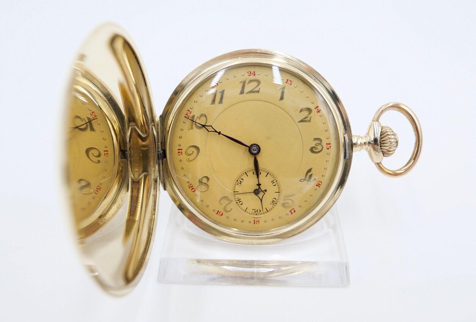 JHH J.H. Hasler & Fils 1916 - 1925 Savonette Taschenuhr 585 / 14K GOLD Ø 51mm