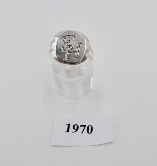 ART DECO Siegelring Monogramm EH Herrenring 835 Ring Silber Gr. 67 GGS