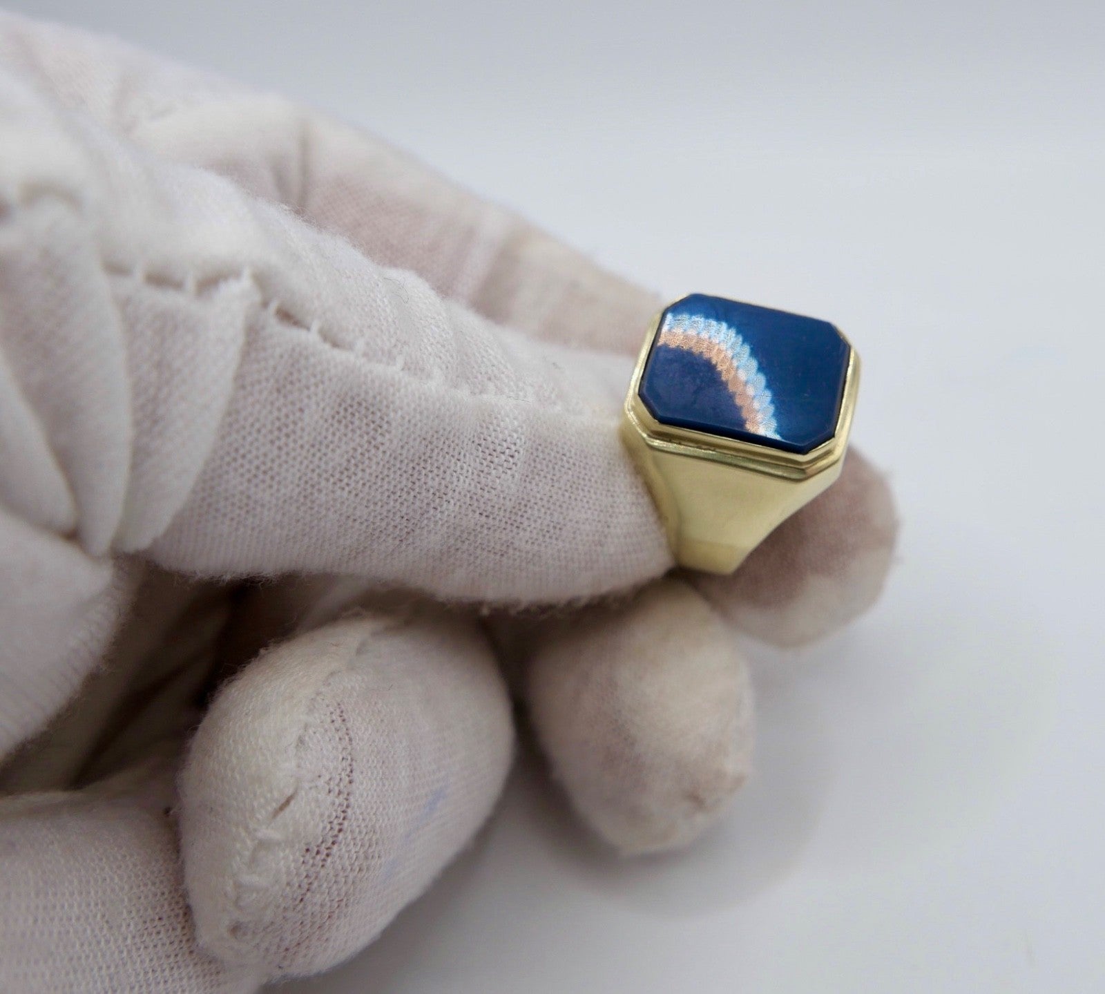 Goldener Herrenring mit Lapis Lazuli - 333 8K Gold Siegelring Gr. 63