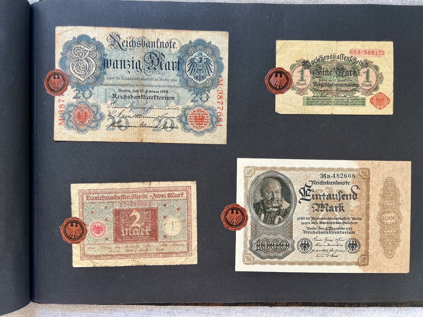 Album  116x Inflation Geldscheine Ro. Banknoten Mark Reichsbahn Mrd Mio UNC