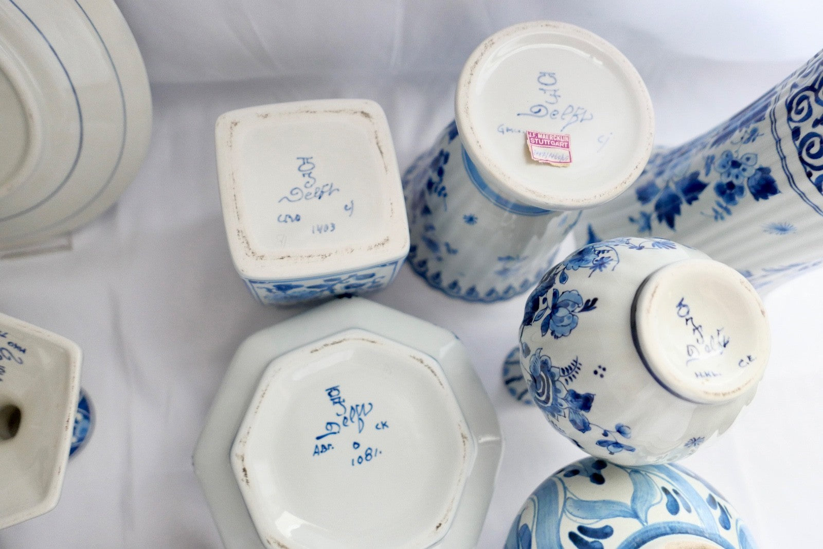 13 Teilig Posten Konvolut DELFT Teller Vase Schüssel Dose