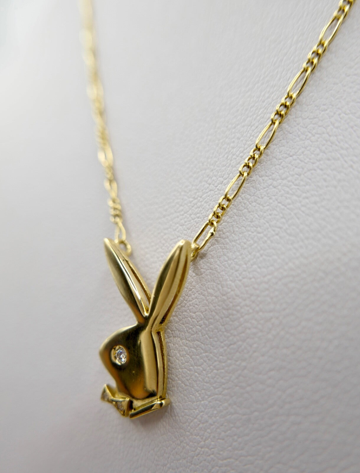 1990er Jahre Damen Playboy Hase Halskette 43cm in 750 18K Gelbgold Diamant