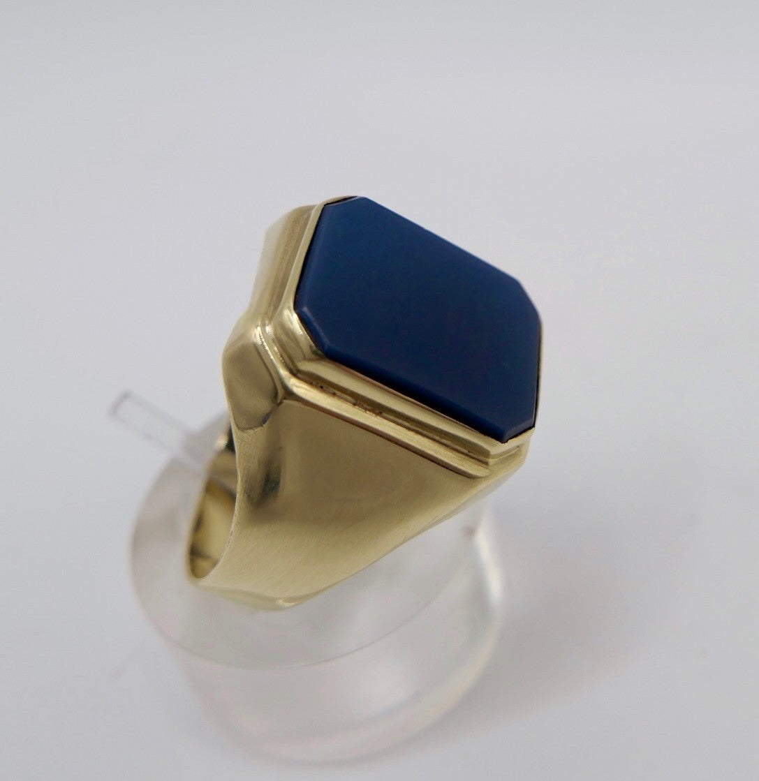 Goldener Herrenring mit Lapis Lazuli - 333 8K Gold Siegelring Gr. 63