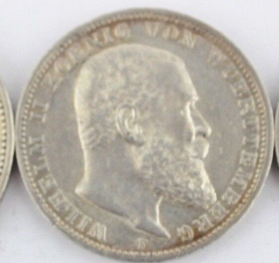  2 3 5 Mark 1902 1904 1912 F Silbermünze " Wilhelm Württemberg " Jäger 174-176