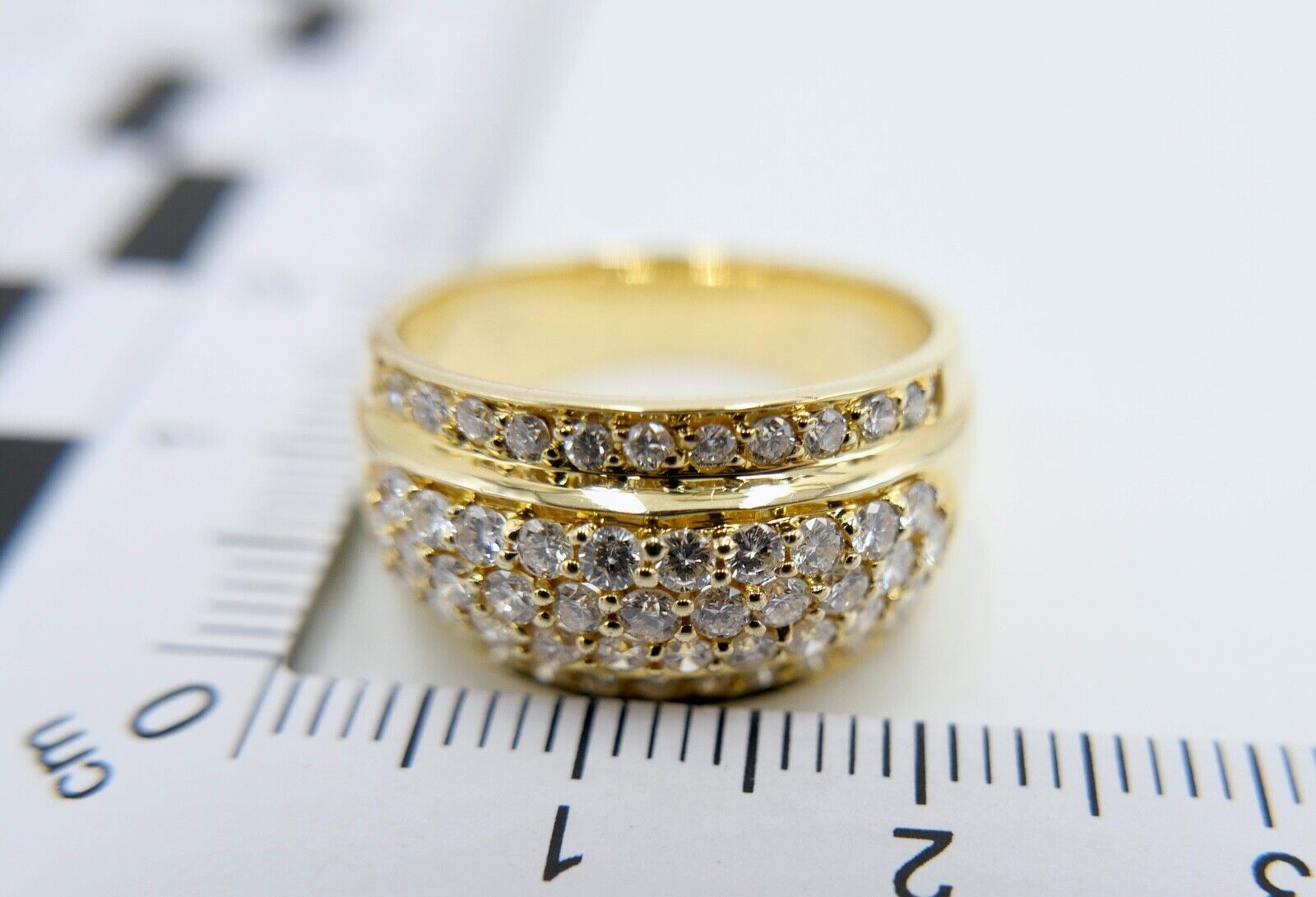 1,26 Ct Diamant Ring 585 14K Gelbgold mit 53 Brillanten besetz Gr. 55 aus 1990er