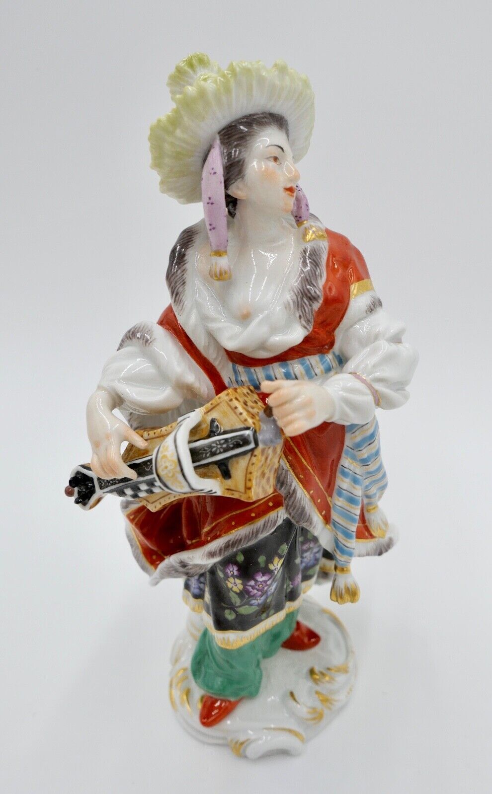 Meissen Figur 1. Wahl 17,5 cm Malabarin mit Drehleier  67036 1576