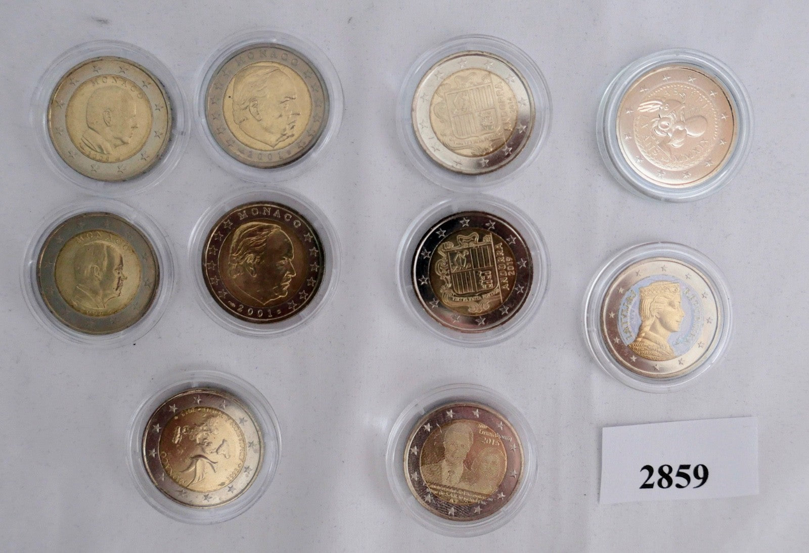 10x 2 Euro Gedenkmünzen Lot in Kapsel Monaco Andora Asterix Litauen Luxemburg €