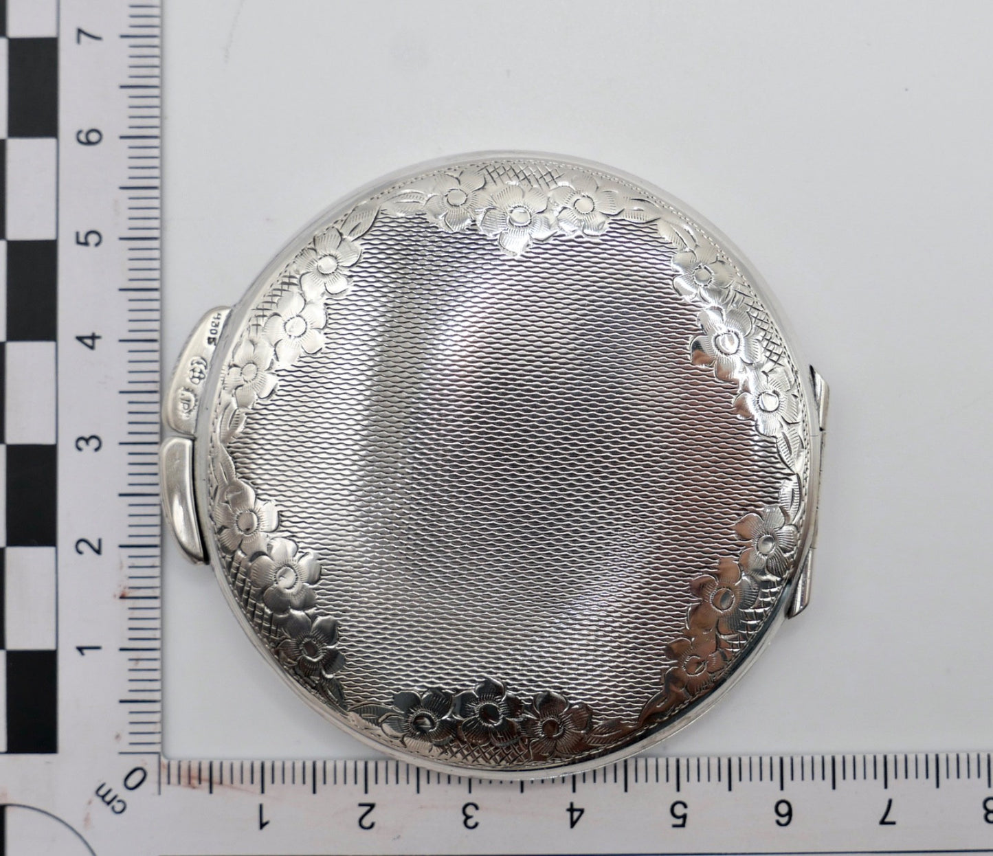 Antike Silber Puderdose Josef Pauser Schwäbisch Gmünd 830S Guilloche Jugendstil
