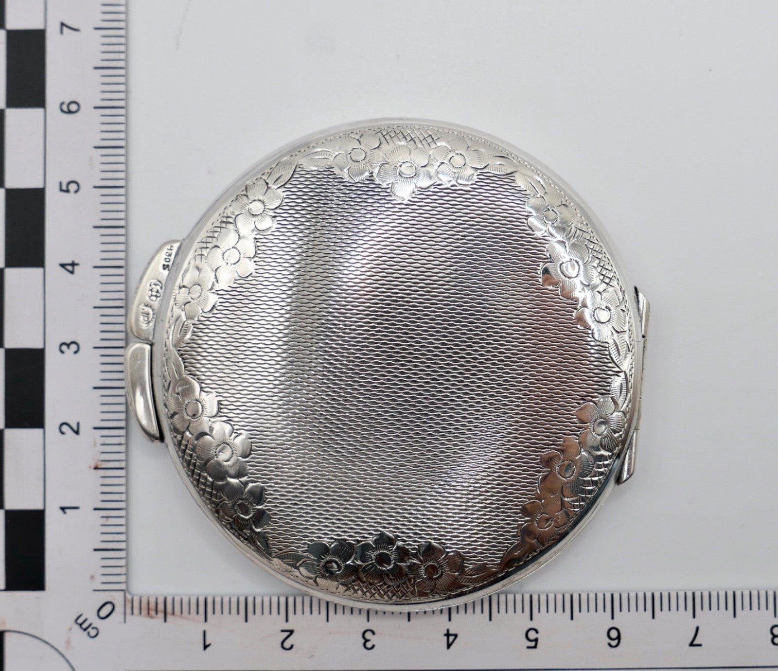 Antike Silber Puderdose Josef Pauser Schwäbisch Gmünd 830S Guilloche Jugendstil