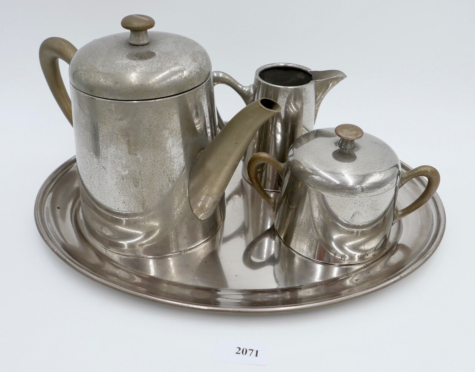 Jugendstil um 1900 Kaffee Tee Service FLEITMANN & WITTE 10/10% Chrom Nickel FW&J