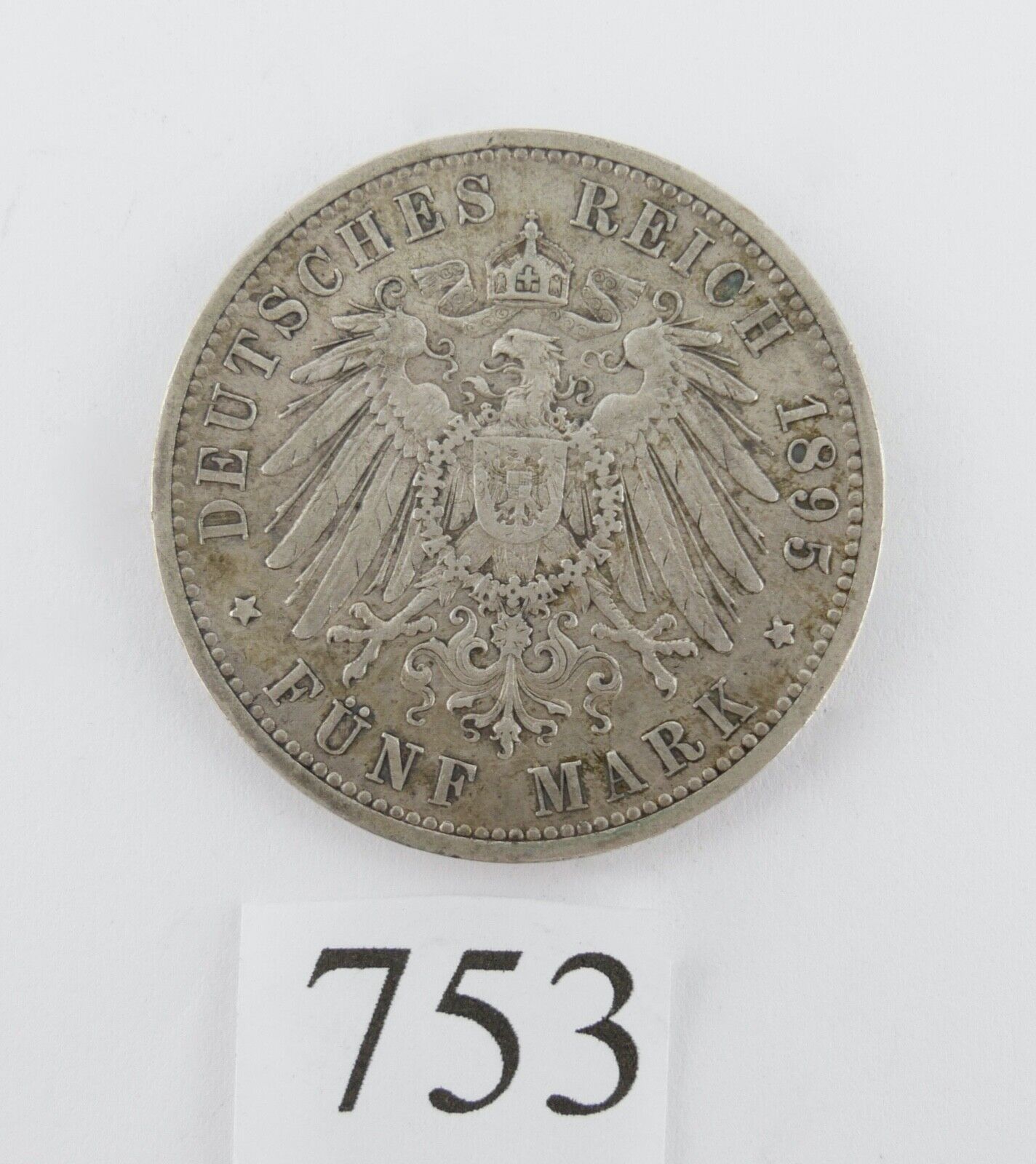 5 Mark 1895 A Jäger J. 73 Hessen Ernst Ludwig Silbermünze erhalt VZ - Sehr schön