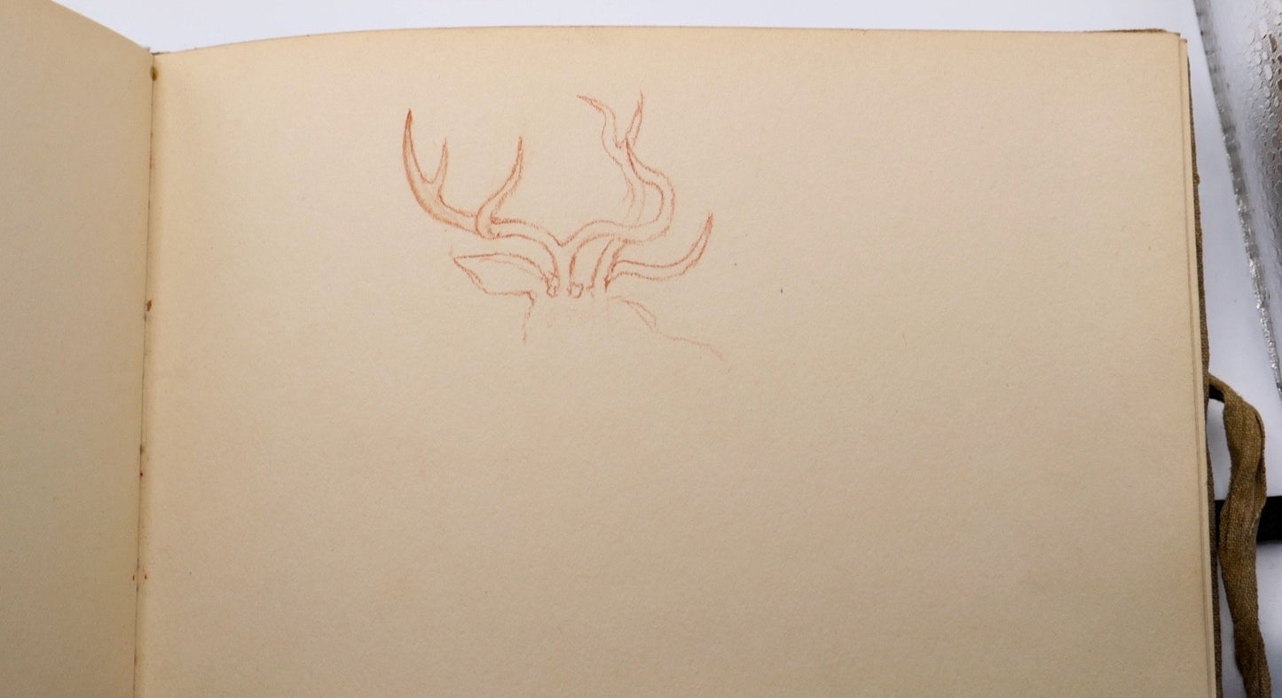 Skizzenbuch mit Tier‑ und Frauenzeichnungen 1939 mit handschriftlichen Gedichten