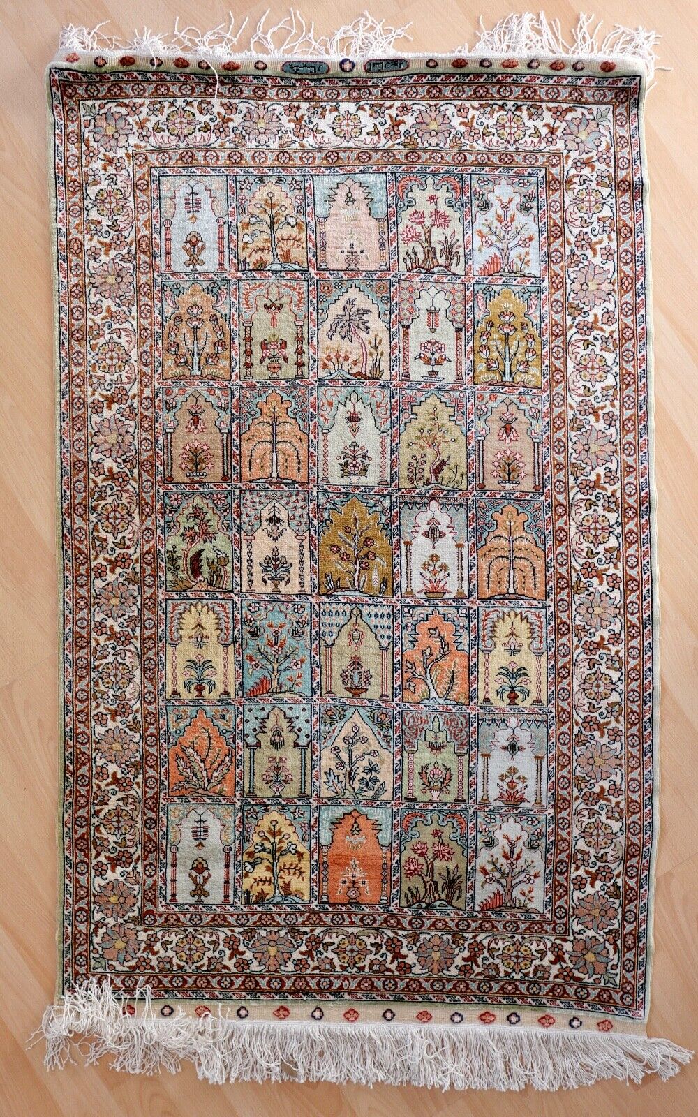 Ghom Orientteppich Perserteppich Seide Handgeknüpft 127x78 cm Knoten Silk