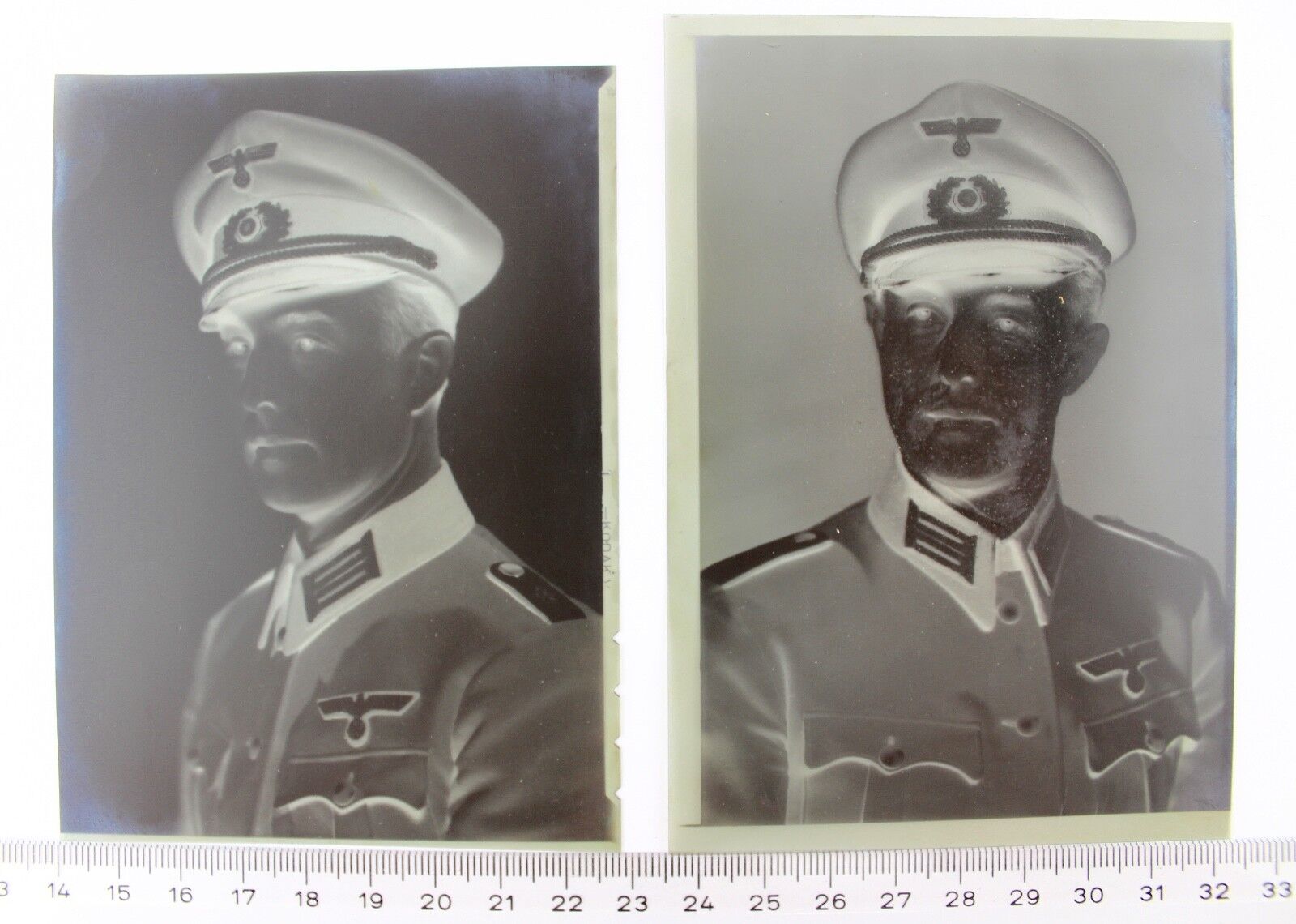 2 Negative Wehrmacht Portrait Negativ WW2 WK Wehrmacht Oberleutnant / Hauptmann 