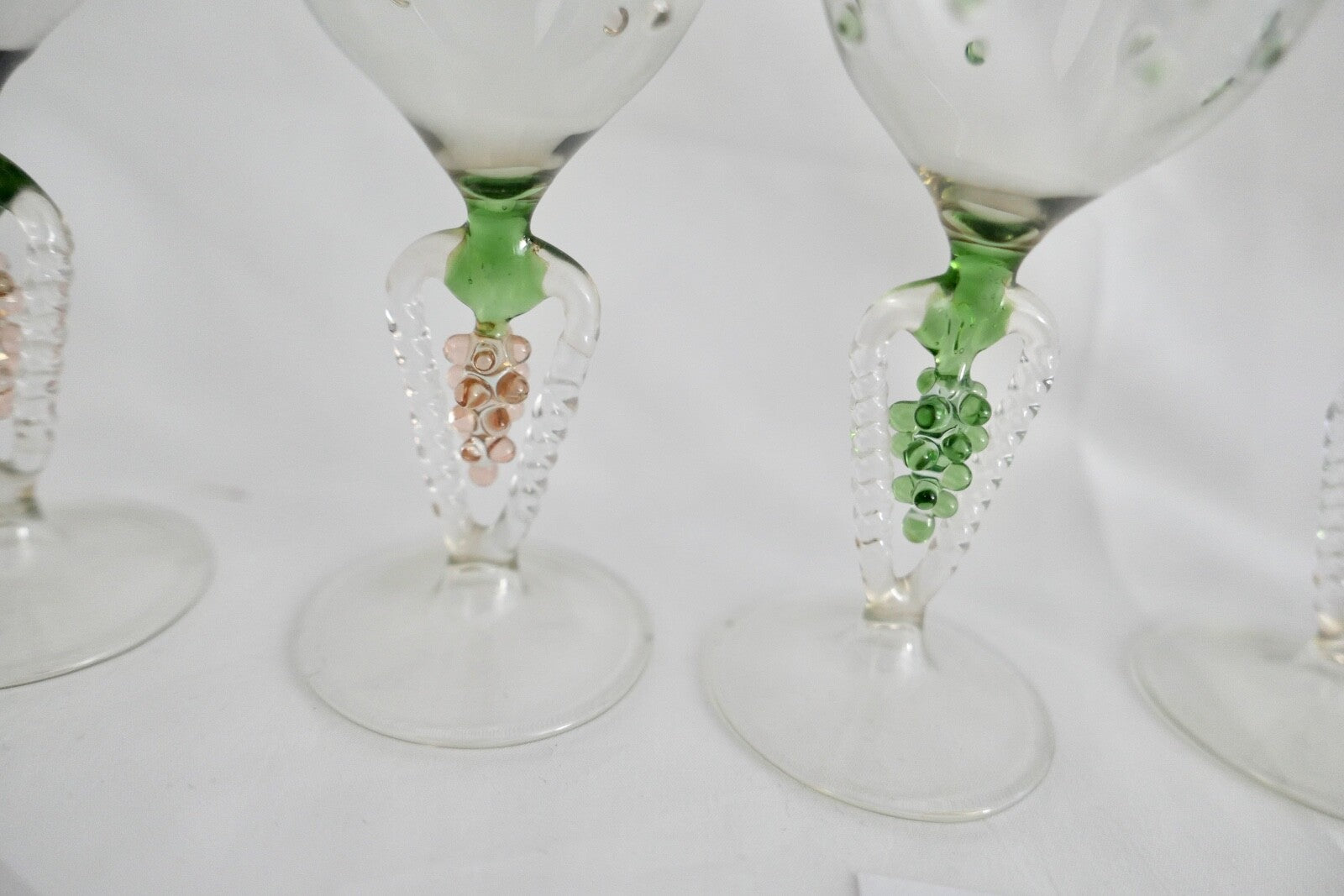 6x Lauscha Bimini Likör Glas Gläser Set Art Deco 10,7 cm buntes Traubenmotiv