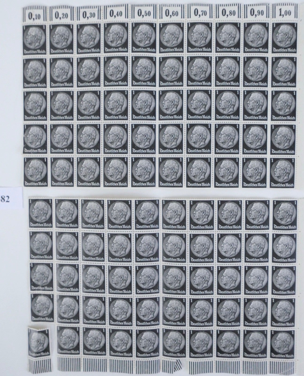Deutsches Reich Nr. 512 Original Bogen Bögen 1 Pfennig Hindenburg postfrisch