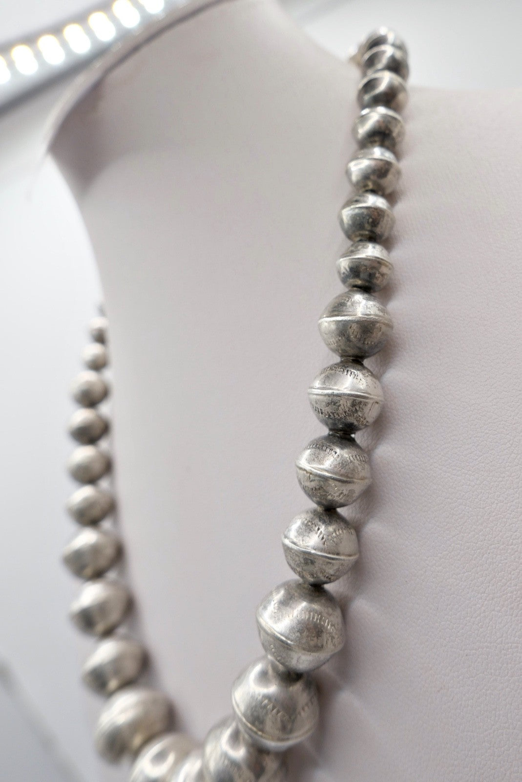 Vintage Navajo Perlen Silberkette Kugel 925 Sterling Bead Necklace Indianer