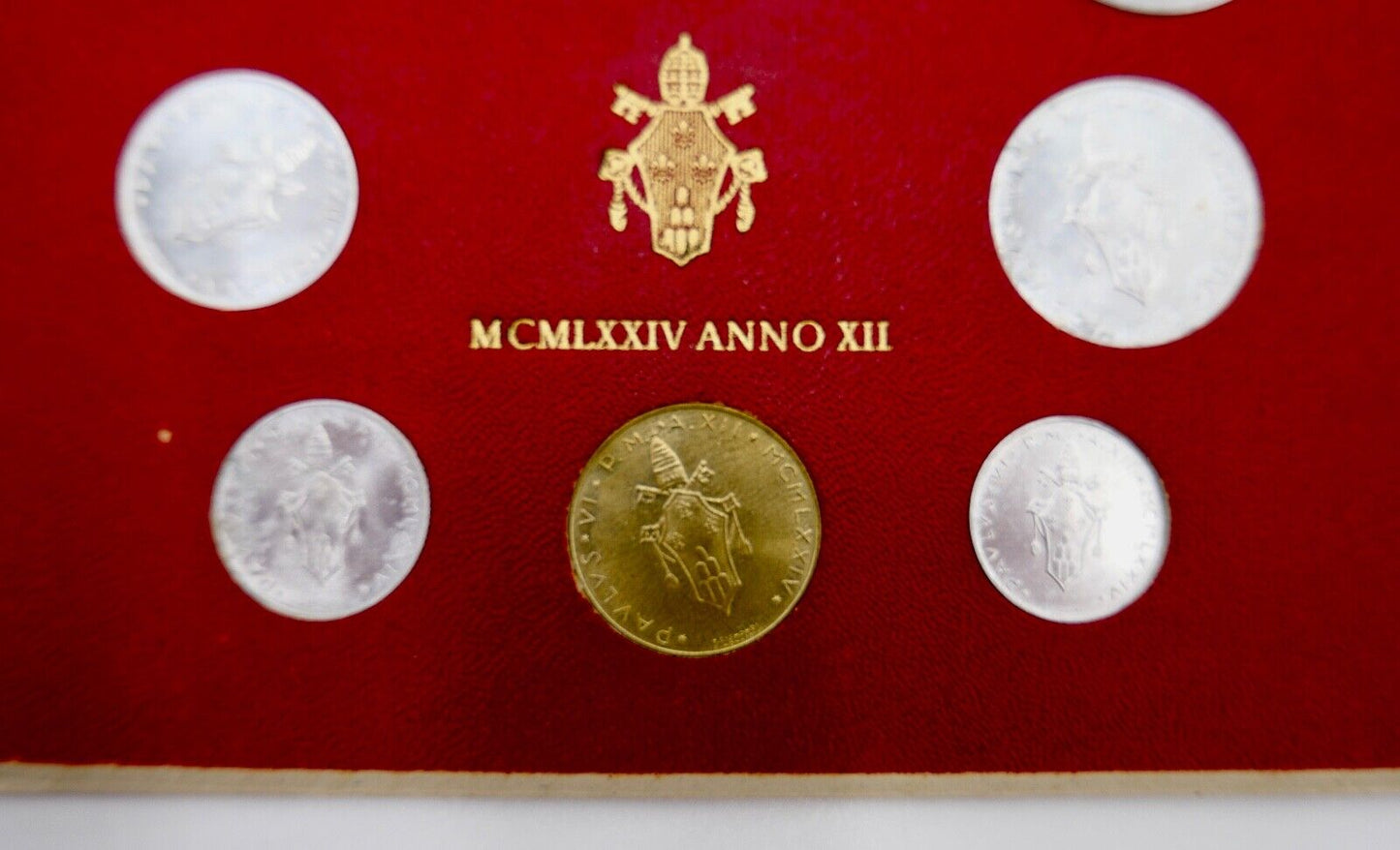 Münzen Set " Citta Del Vaticano " 1 2 5 10 20 50 100 500 lire 1974 Paolo Silber