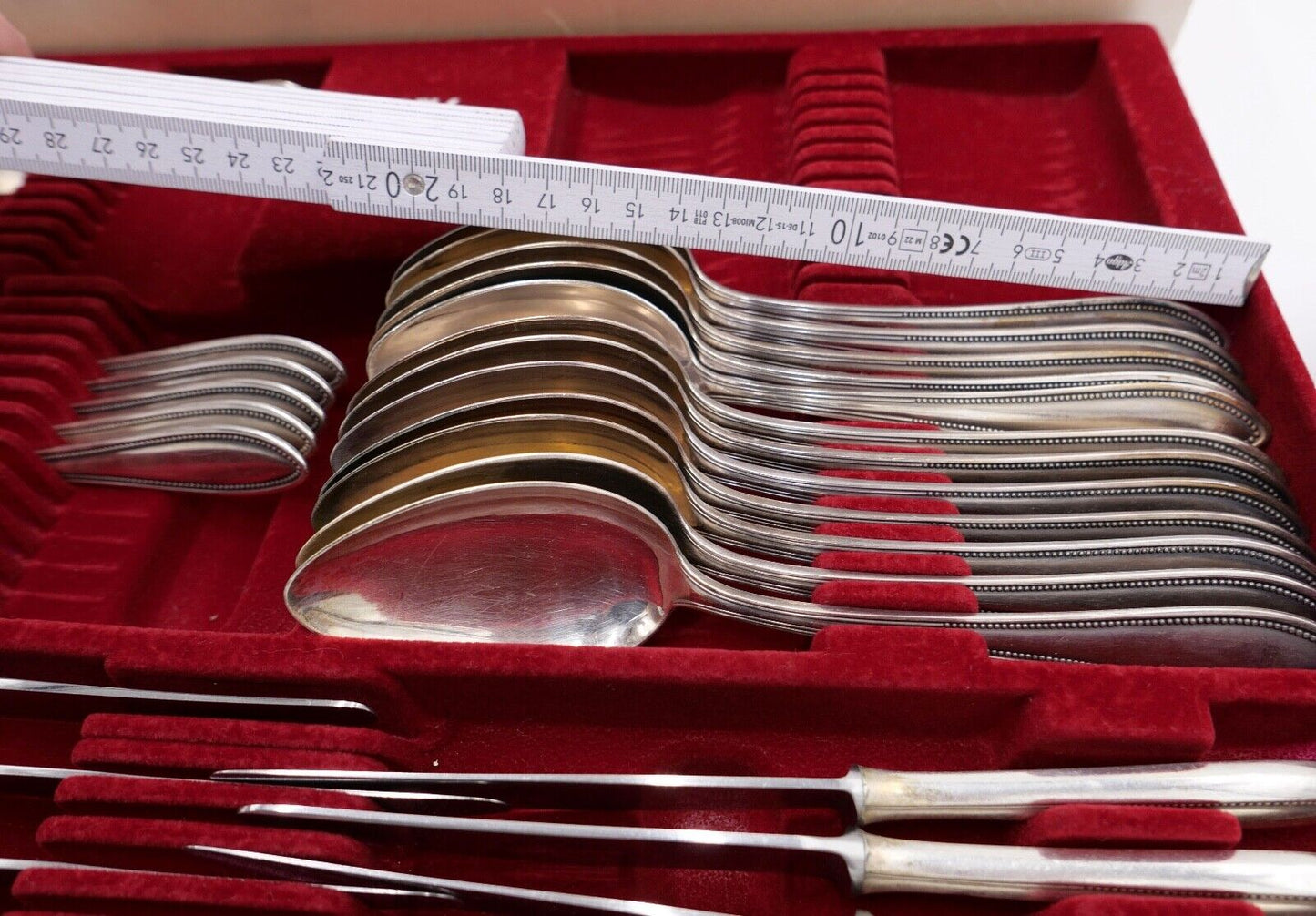 29 tlg. 90er ähnl. WMF 500 Perlrand cutlery Besteck Gabel Löffel Schöpfer Set