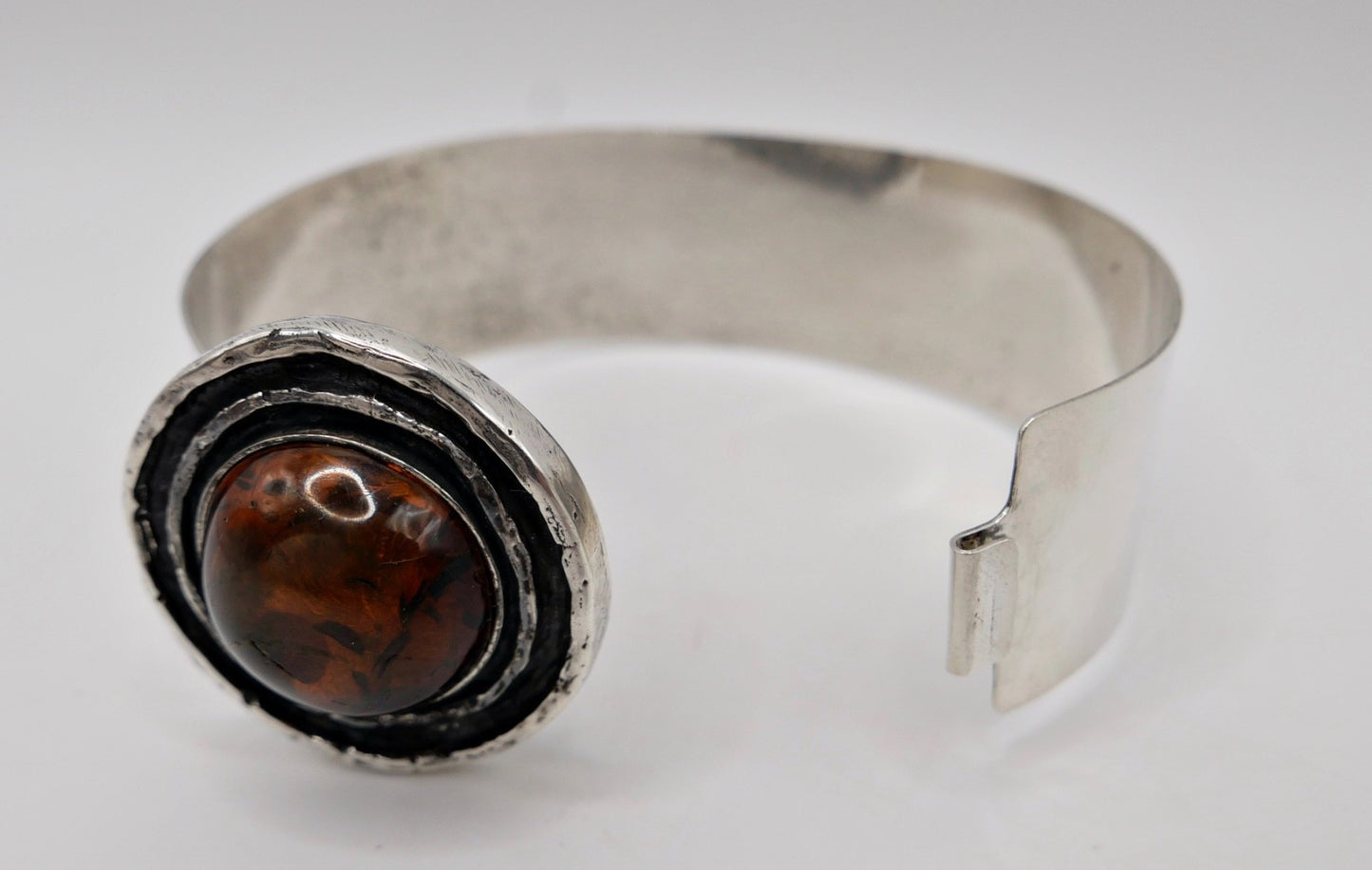 Vintage Silber Armspange Prerow Fischland 925 Sterlingsilber Bernstein Armband