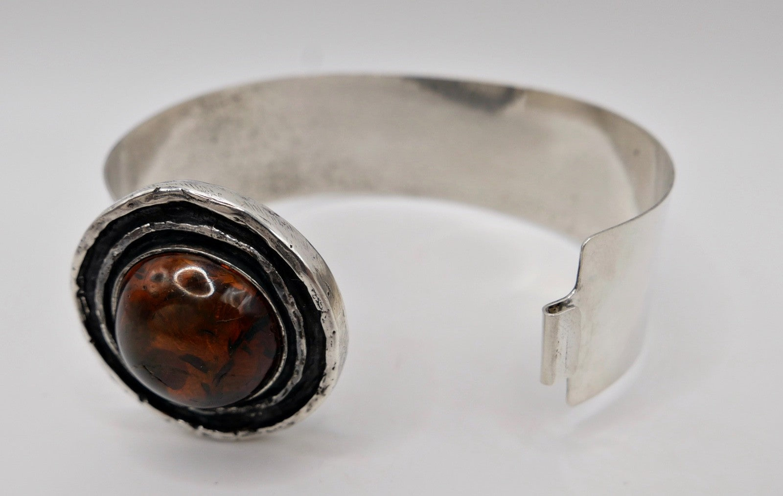 Vintage Silber Armspange Prerow Fischland 925 Sterlingsilber Bernstein Armband