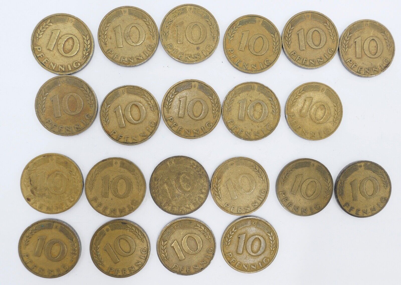 21x 10 Pfennig 1949 D F G J Jäger J. 378 ss-vz