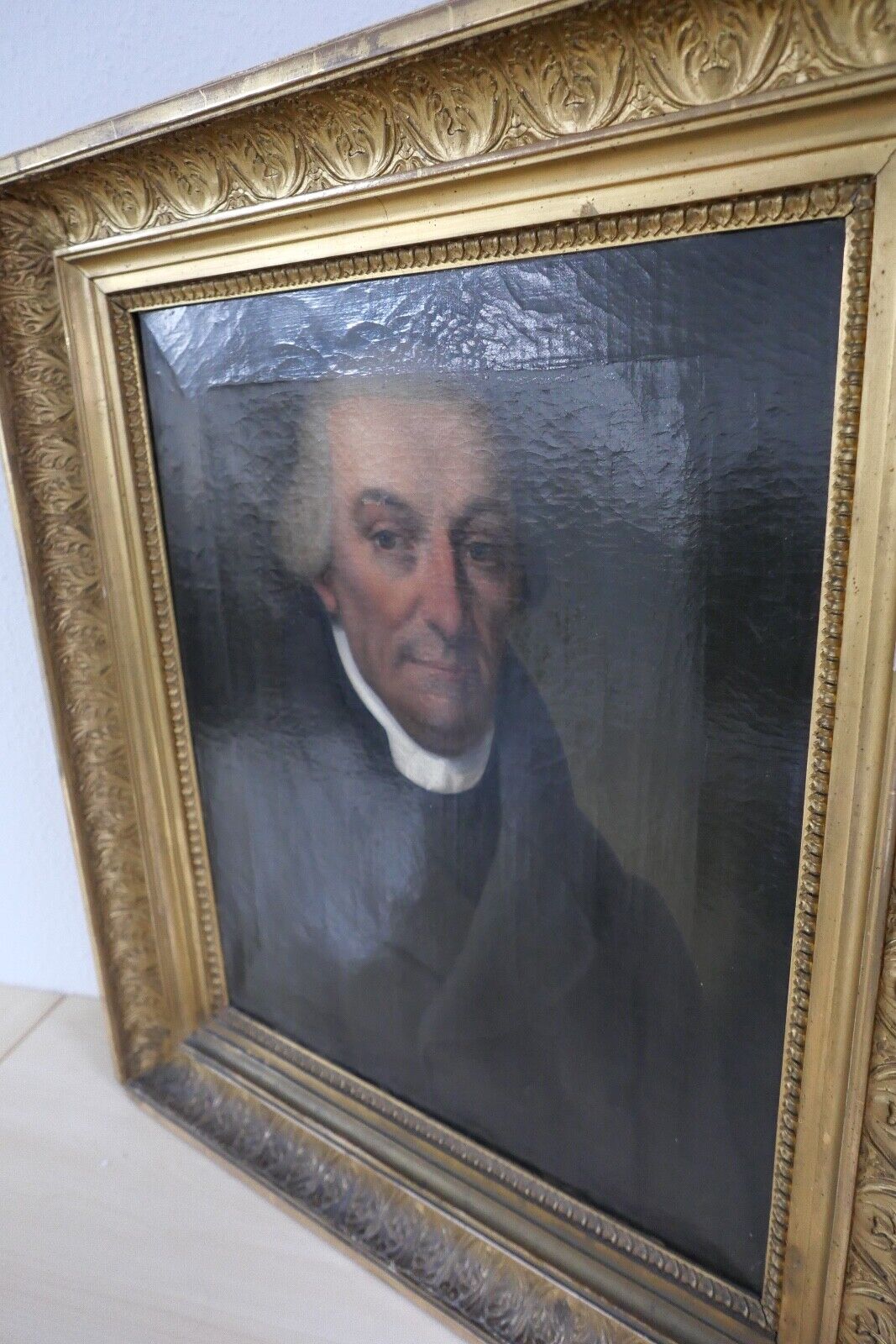 80 x 69 cm Gemälde Biedermeier Herr Portrait Mann Öl auf Leinwand Goldrahmen