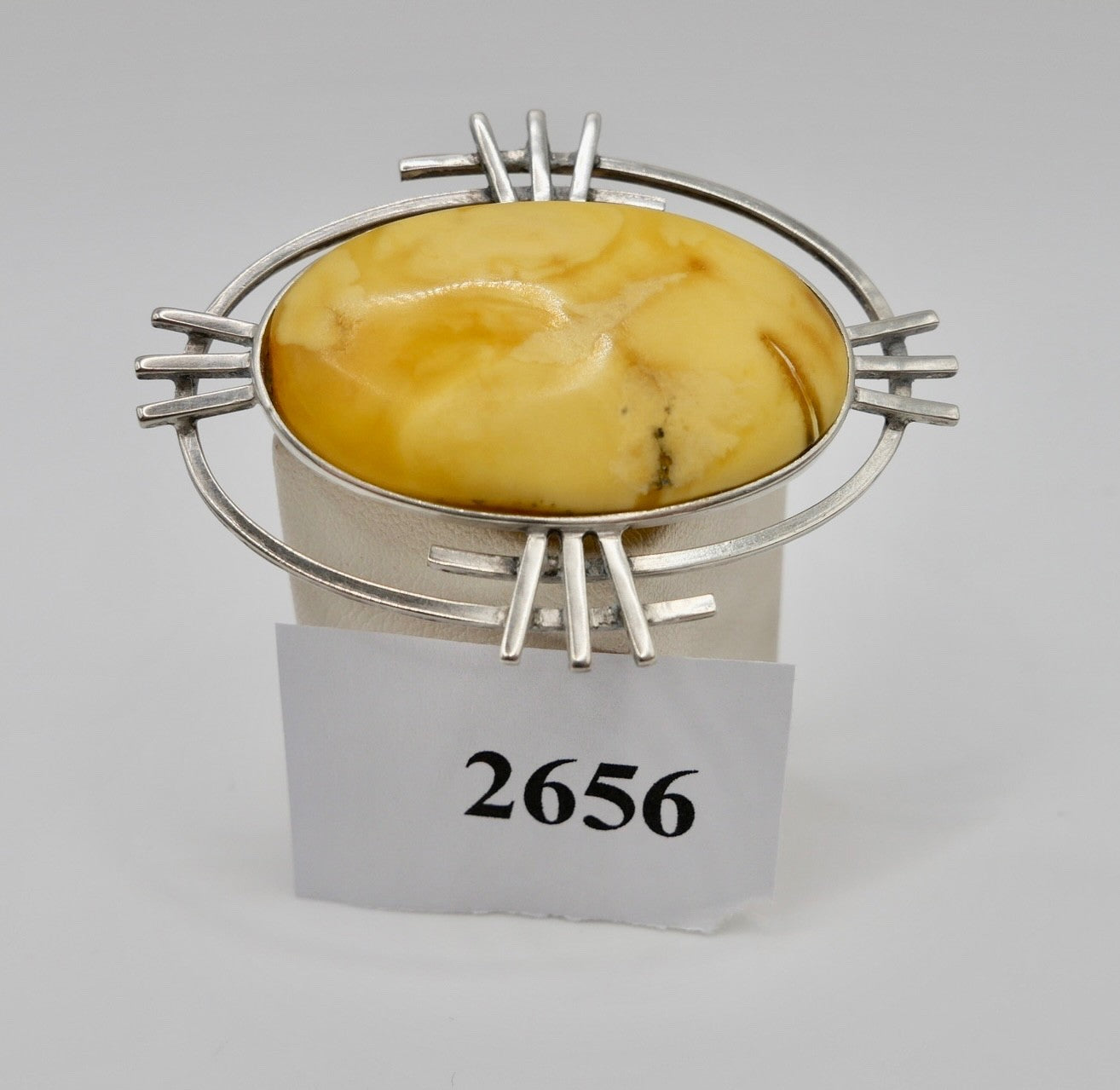 Vintage Silberbrosche mit gelbem Naturbernstein 925 Silber butterscotch