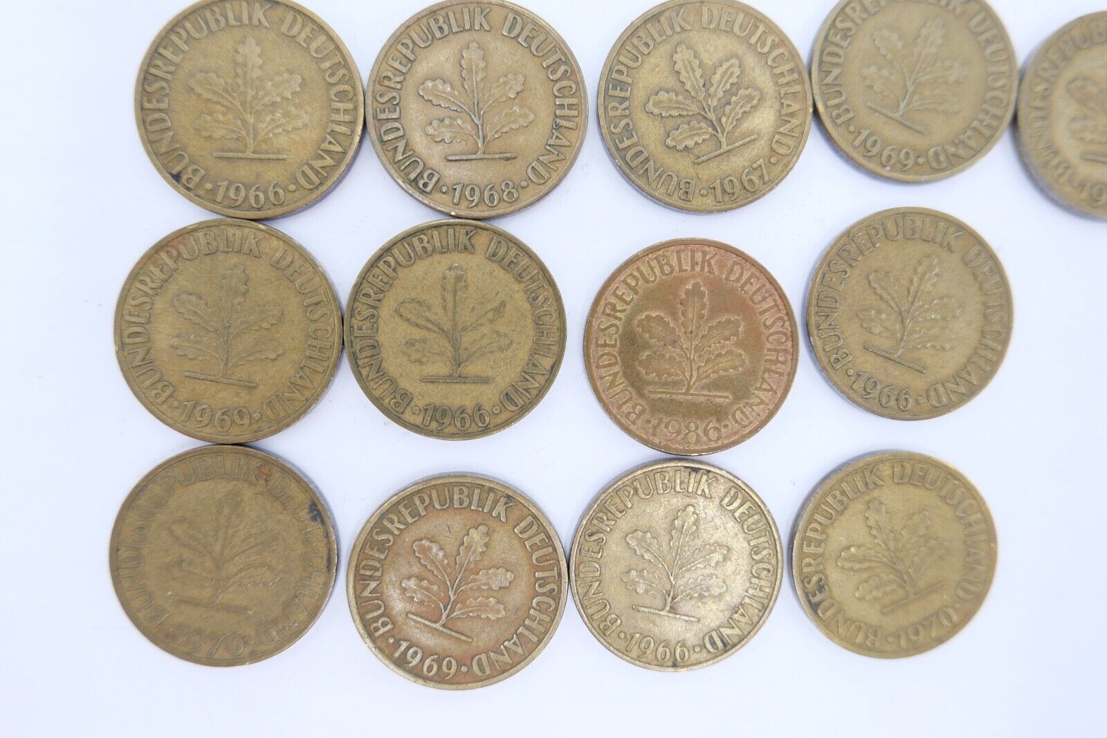 13x 10 Pfennig 1966 1967 1968 1969 1970 1986 D F G J Jäger J. 383 ss-vz - Antikhandel-Stuttgart