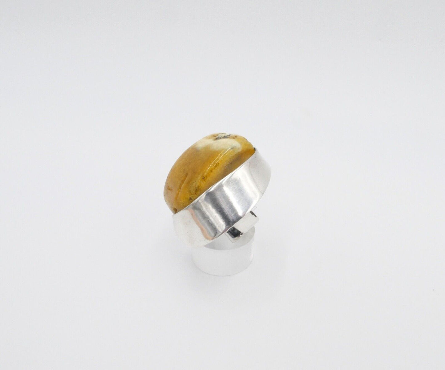 80er Jahre Designer Ring Bernstein Silber 925 Gr. 60 Frauenkopf G Danzig Polen