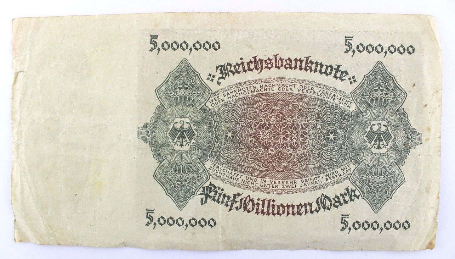 Ro. 88 Banknote 5 Millionen Mio Mark 1923 old Bill niedrige Seriennummer