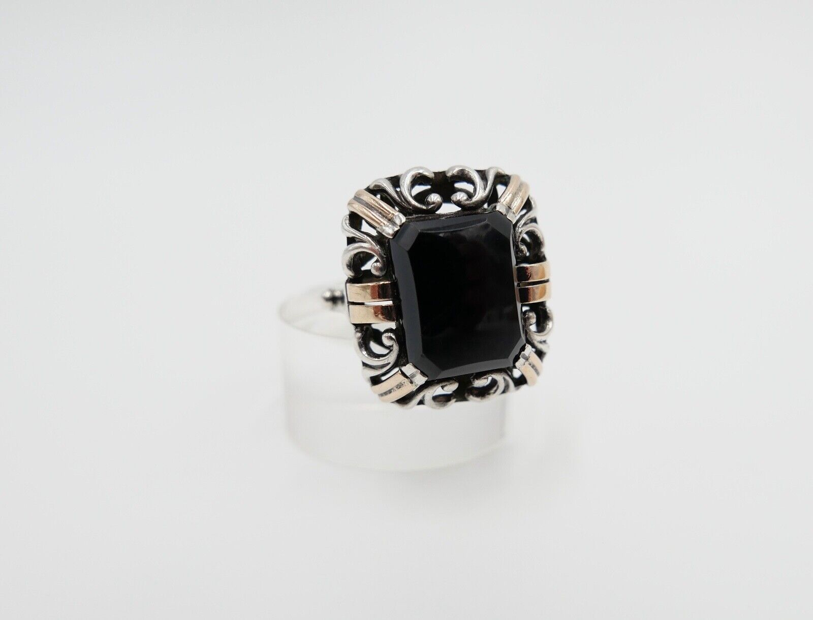 Jugendstil um 1920 Damen- Herrenring Gold 333 / 8K Tricolor Gr. 56 mit Onyx Ring