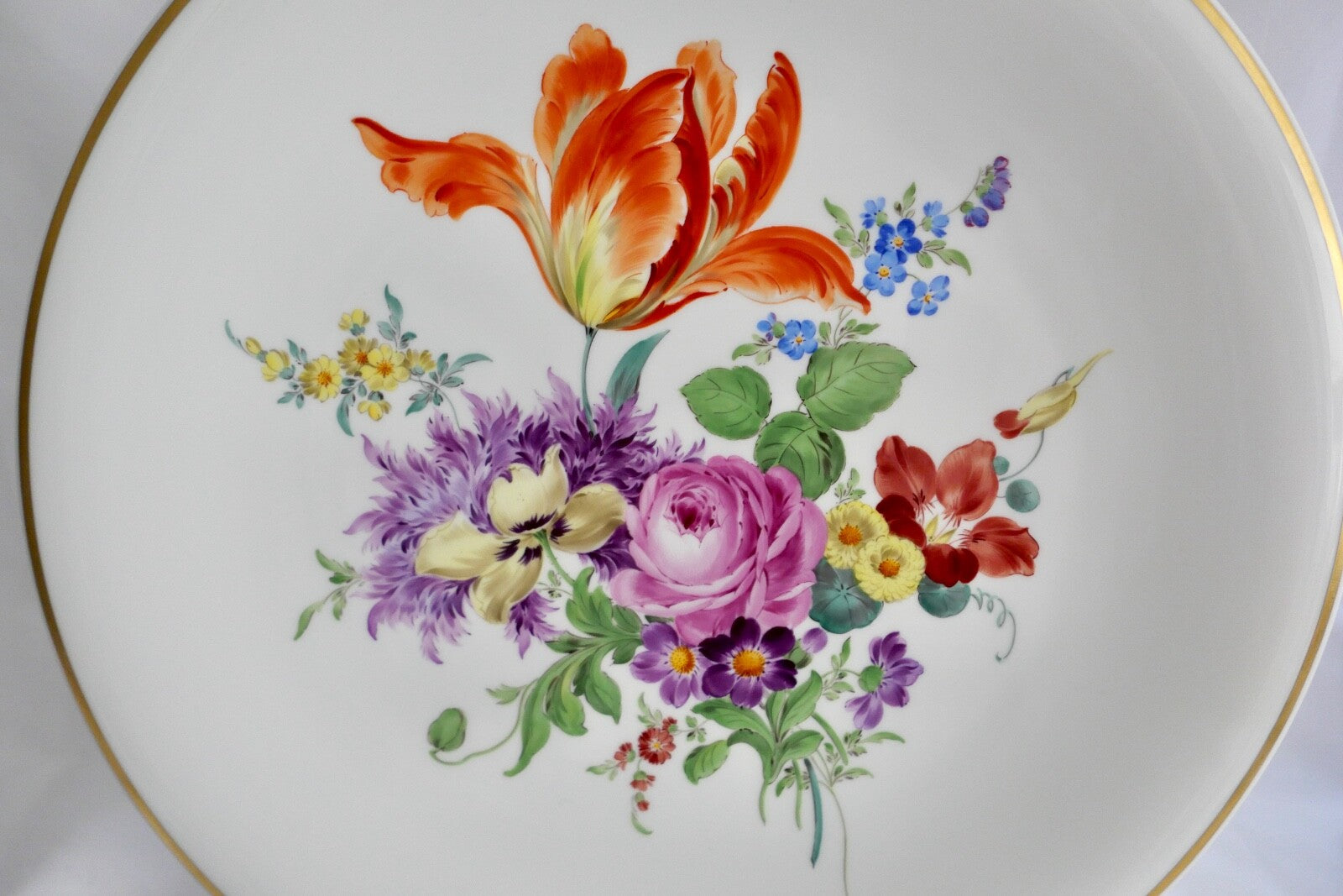 Meissen 1. Wahl Wandteller Blumenbukett Porzellan 31,3 cm Teller 1970er