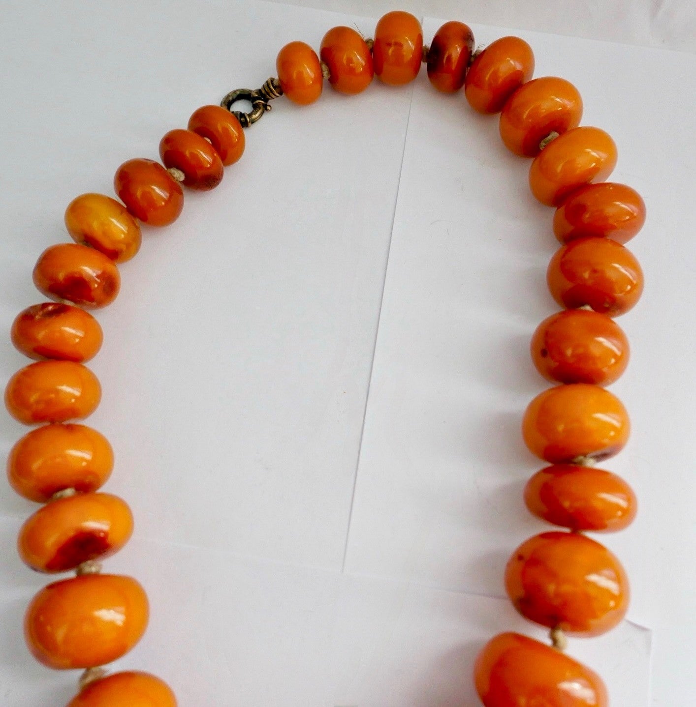 XXL butterscotch Bernsteinkette Kugeln 449 Gramm Pressbernstein 925 Silber