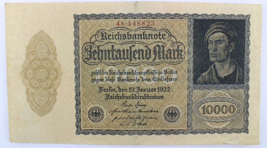 Ro. 69c Banknote 10000 Mark 1922 old Bill  TOP Guter ZUSTAND selten RAR