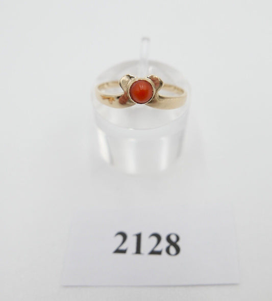 Zarter 1950er Jahre Korallen Ring Gold 583 Gr. 59 Damenring Koralle