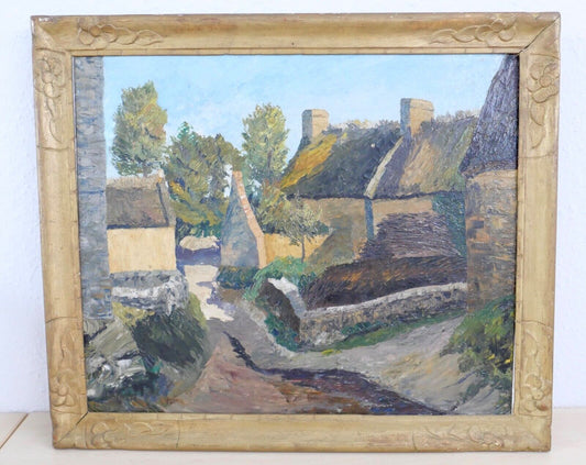 54 x 63 cm Gemälde 1926 Aug. Pierret Kervaziou Larmor Öl auf Leinwand