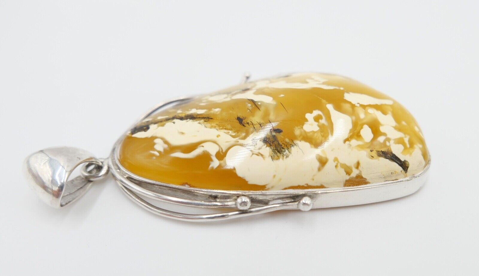 Bernstein Butterscotch Anhänger 925 Silber Amber 7,2 cm