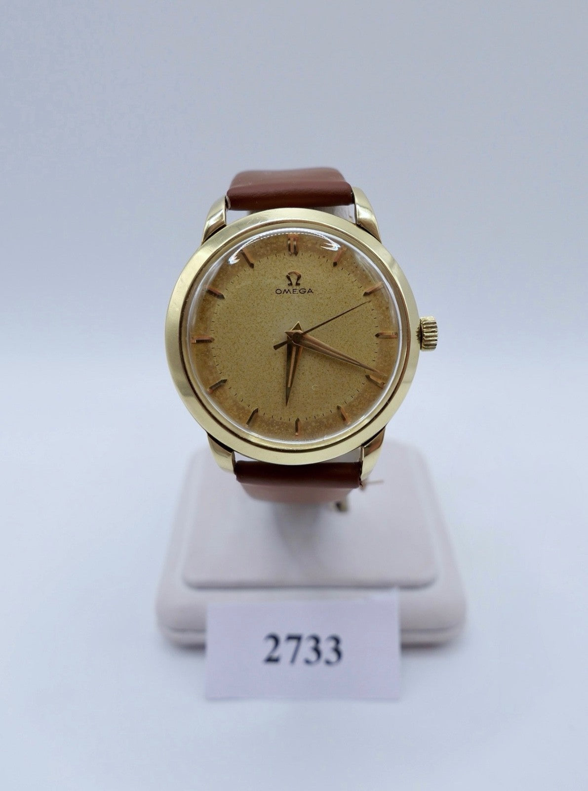 50er Omega Cal. 283 Armbanduhr 14K Gold 585 Handaufzug 37mm Herrenuhr Ref: 2686